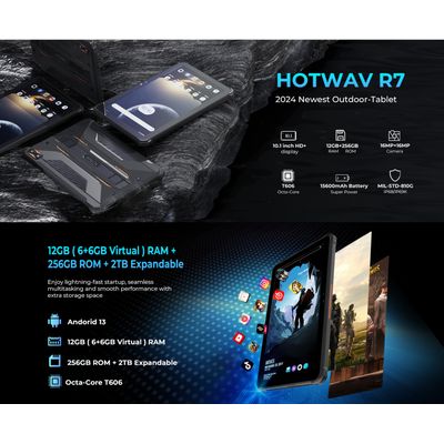 Imagen 2 del producto Tablet 4G Rugged Resistente Hotwav R7 - IP68 Militar Resiste Polvo Golpes y Agua