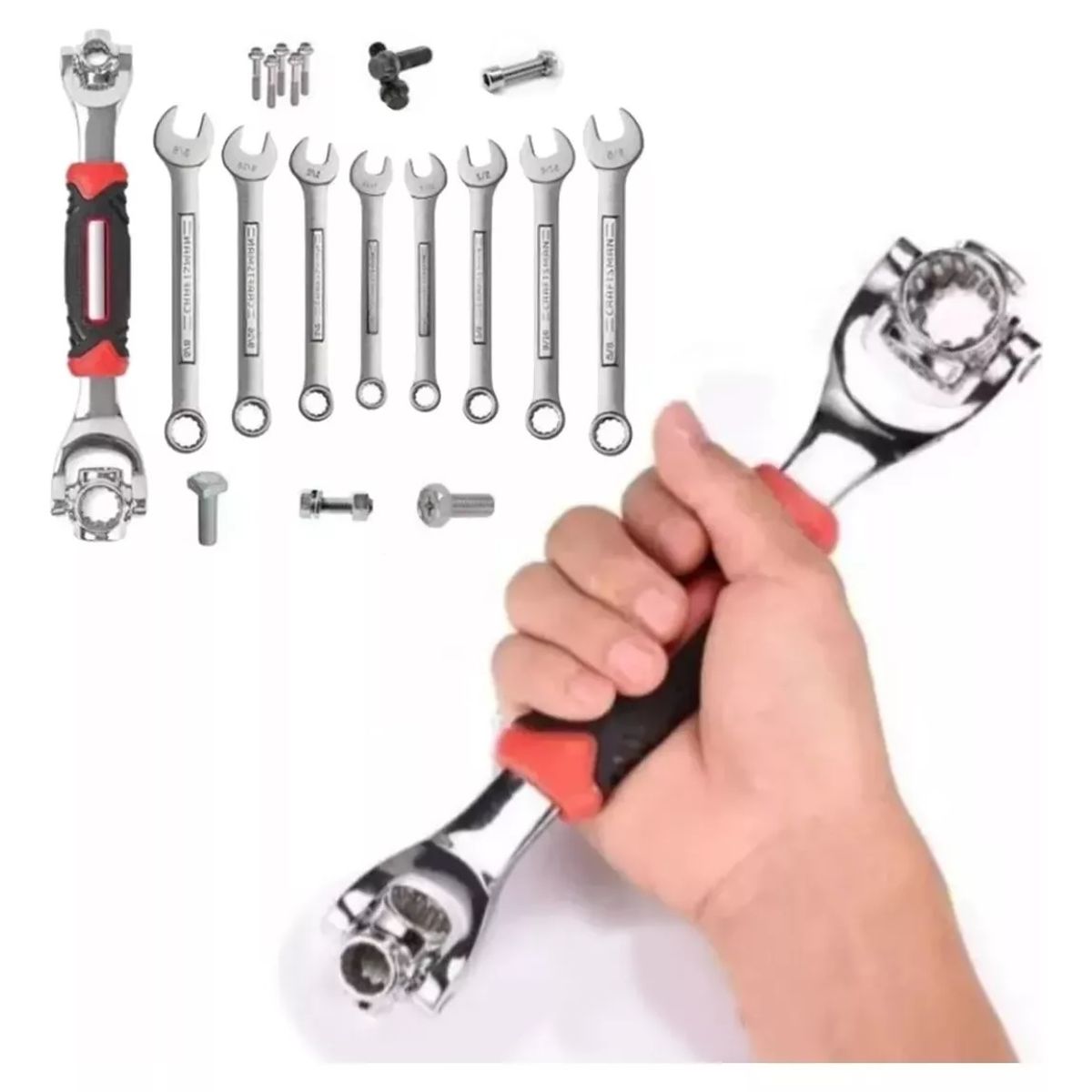 GENERICO - Llave Tigre Fijación Multiuso De Giro 360° 48 En 1 Plateado