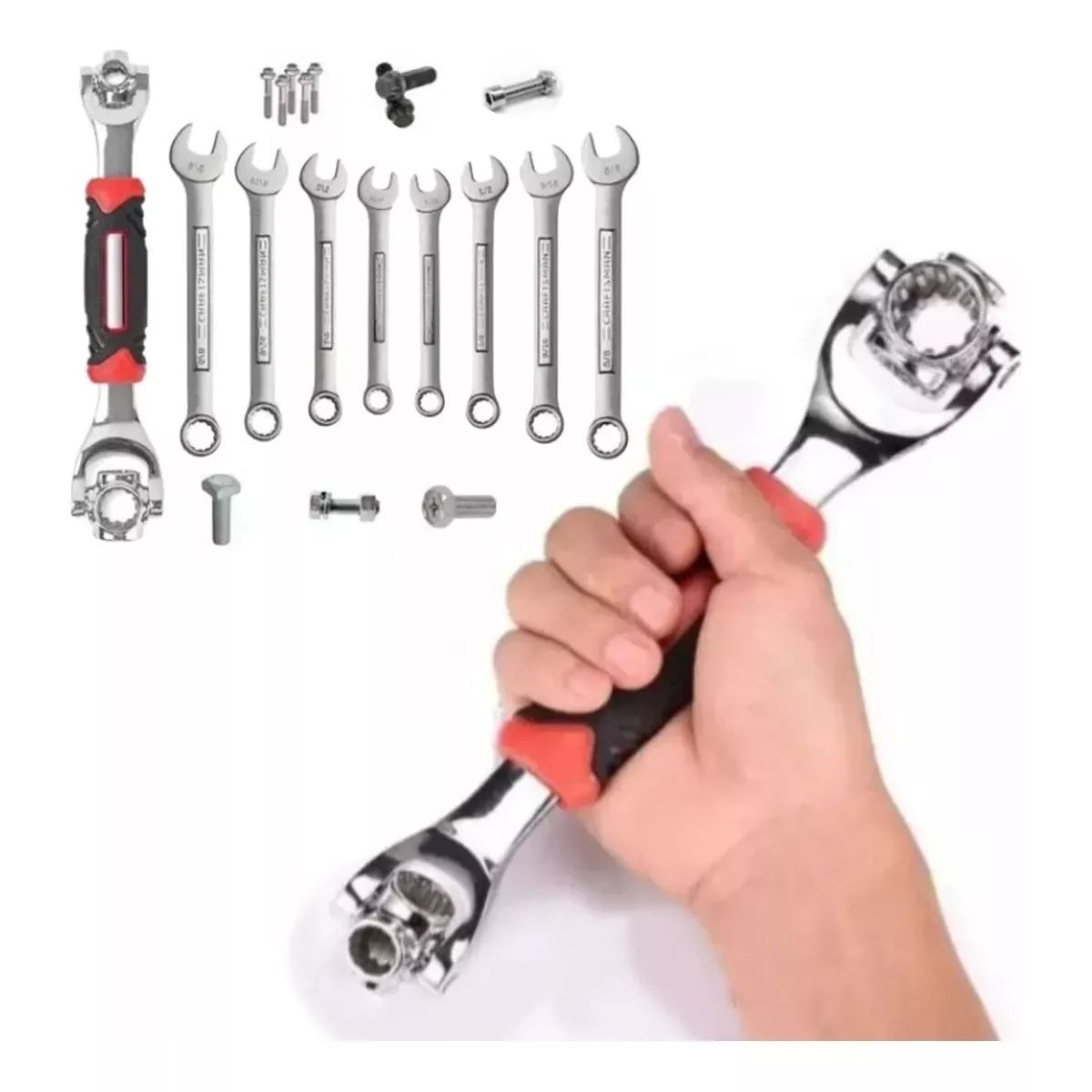 GENERICO - Llave Tigre Fijación Multiuso De Giro 360° 48 En 1 Plateado