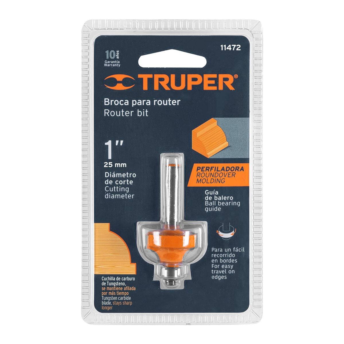 TRUPER - Fresa Para Router, Redondeado C/moldura, 1 C/balero