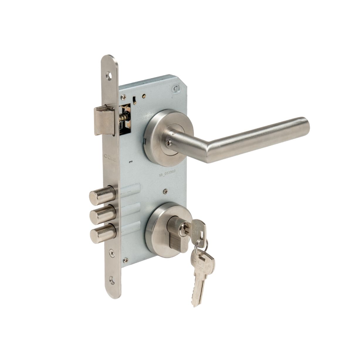 ODIS - Set de Acceso Cerradura Embutir 201 Odis + Manilla 9480 - Plata