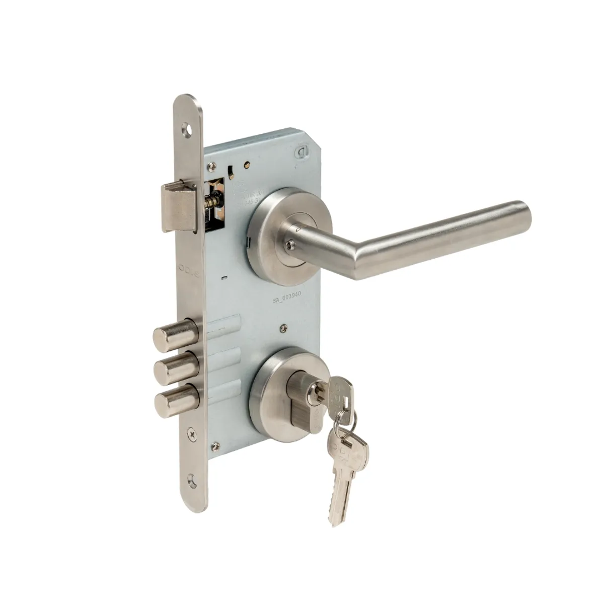 ODIS - Set de Acceso Cerradura Embutir 201 Odis + Manilla 9480 - Plata