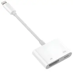 GENERICO - Cable Adaptador Lightning A HDMI + Puerto De Carga iPhone / iOS/ iPad