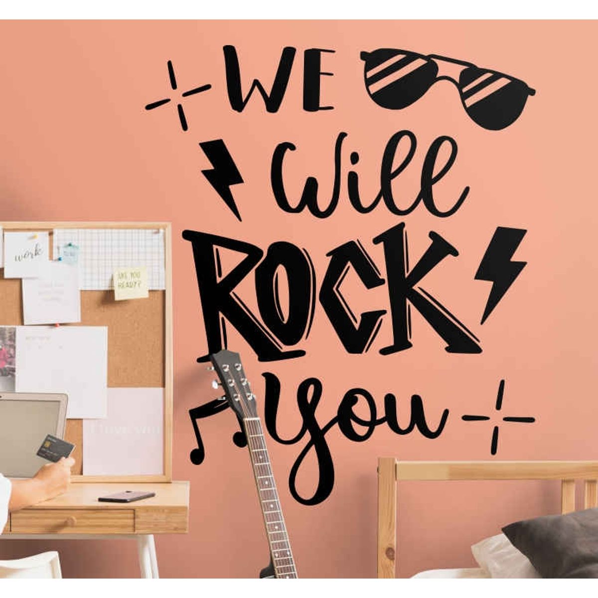 GENERICO - Vinilo Adhesivo Decorativo We will rock you Viva el Rock