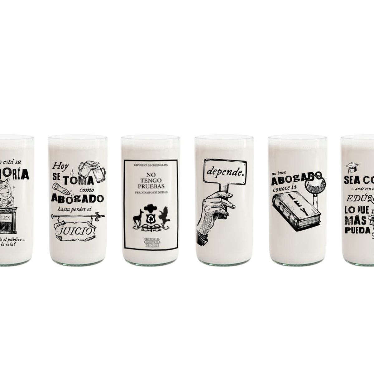 GREEN GLASS - Abogados - Juego de 6 Vasos