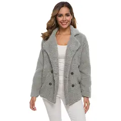 TIOZONEY - Abrigo de cordero - Gris
