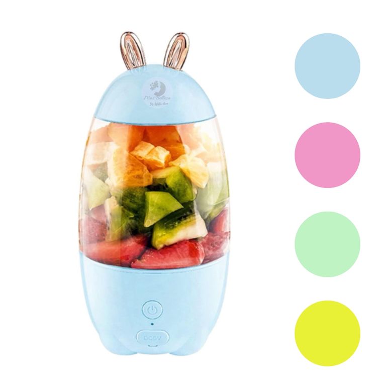 Mini Licuadora De Frutas Exprimidora Portátil 6cuchillas Usb Celeste Claro