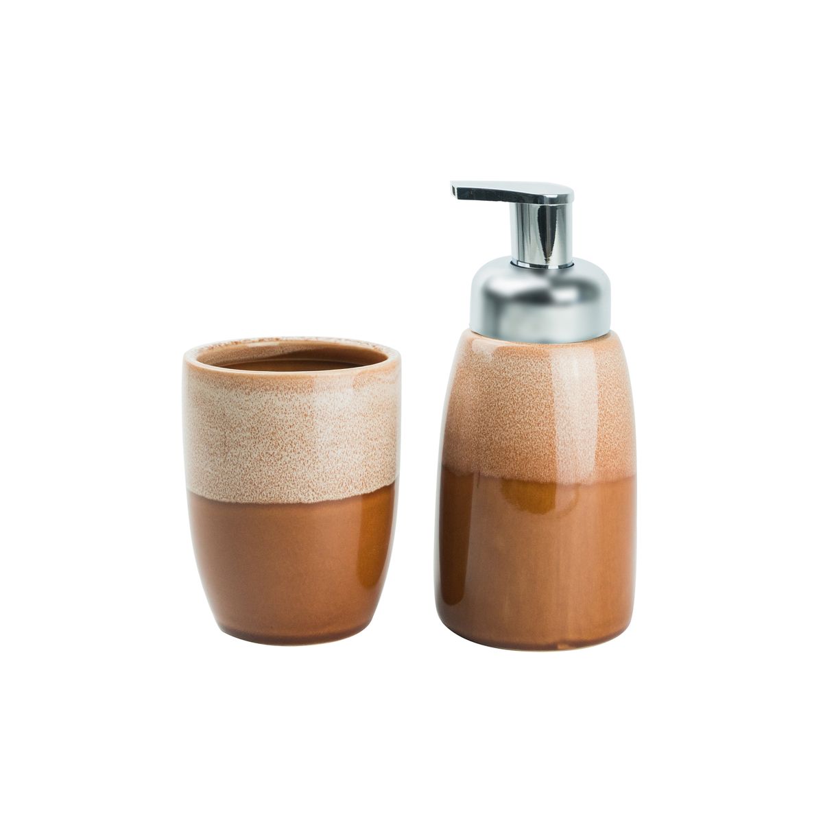 DECO EXPRESS - Set Dispensador y Vaso Cerámica Terracota