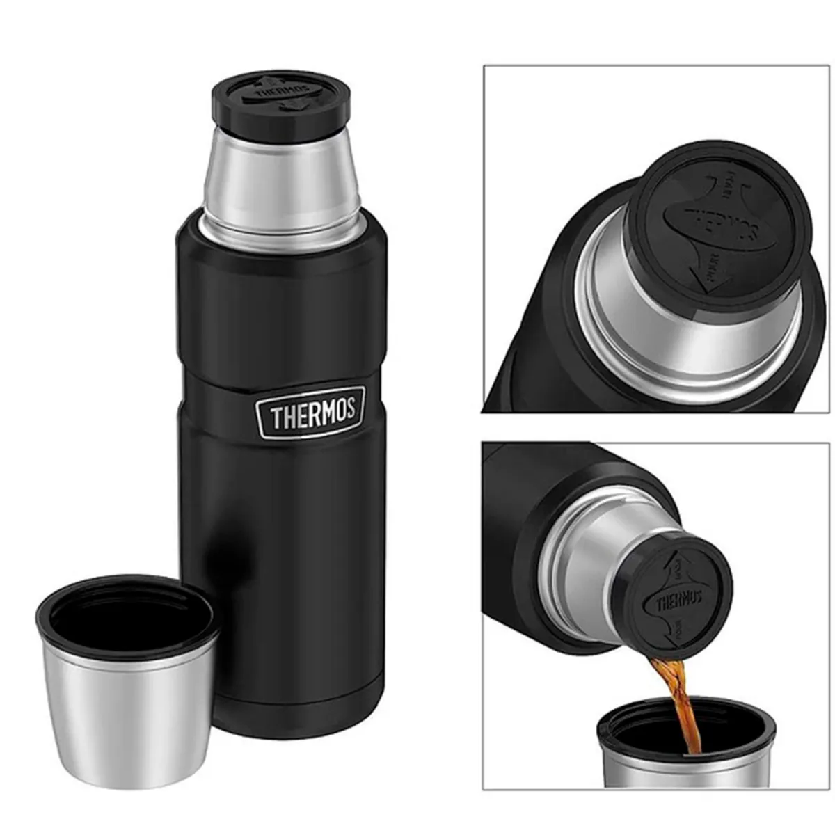 THERMOS - Termo Liquido Thermos King 470ml Acero inoxidable Negro