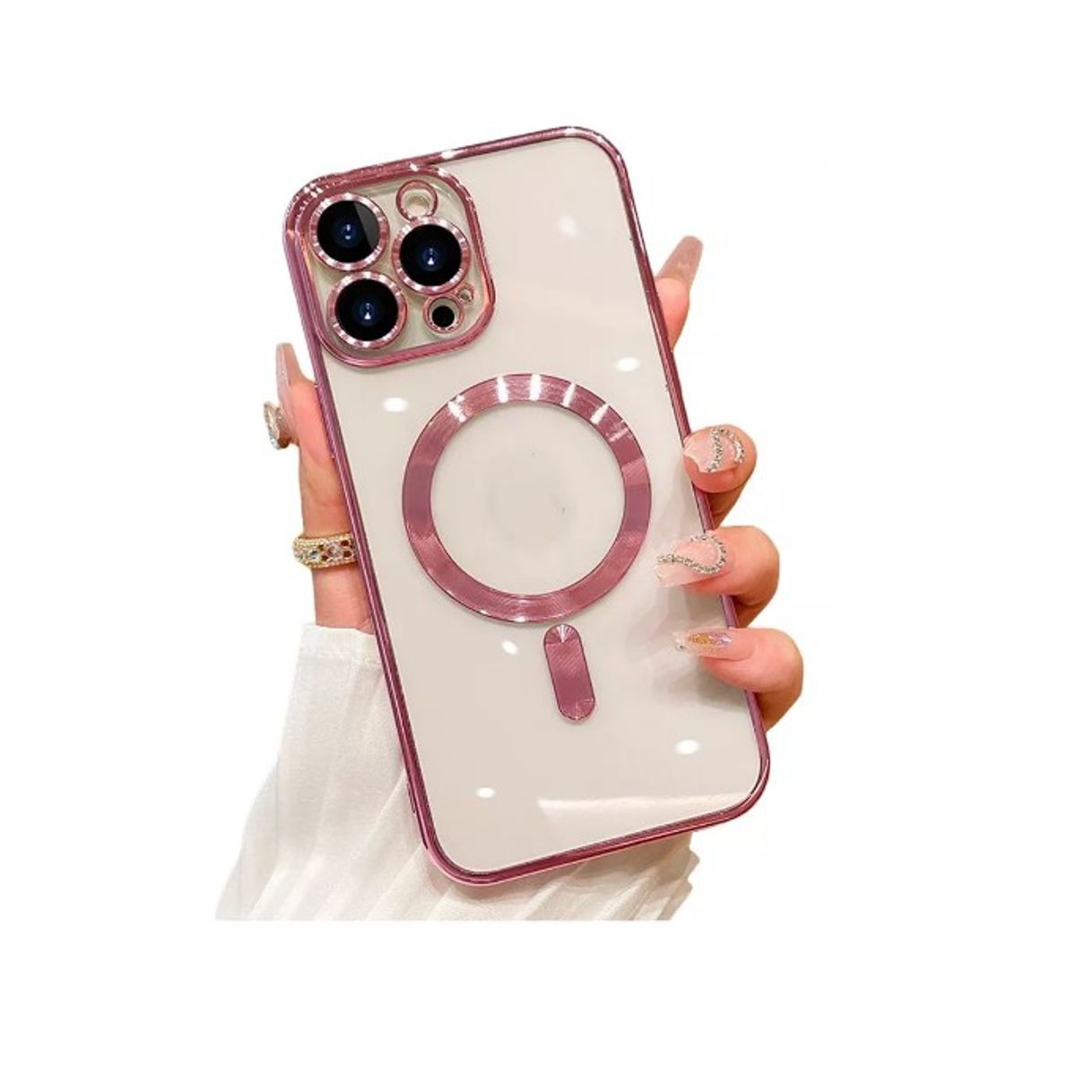 GENERICO - Carcasa Magsafe Protector De Camara Para iPhone 15 Rosa