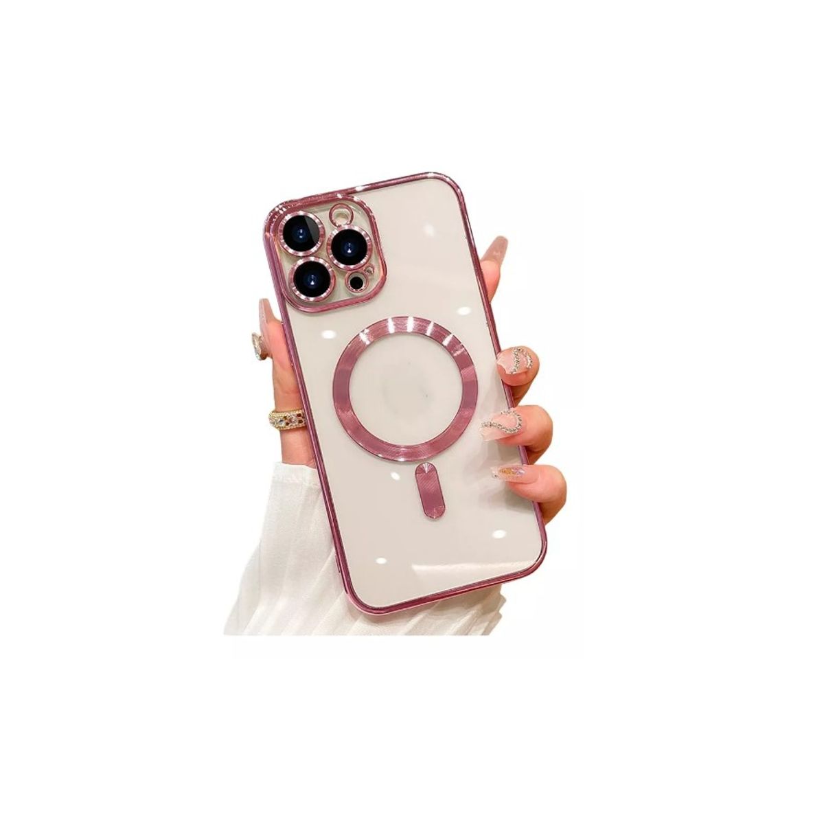 GENERICO - Carcasa Magsafe Protector De Camara Para iPhone 15 Rosa