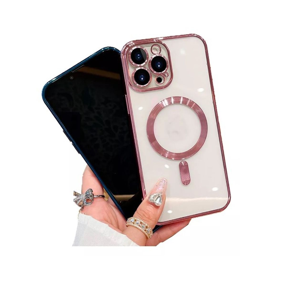 GENERICO - Carcasa Magsafe Protector De Camara Para iPhone 15 Rosa