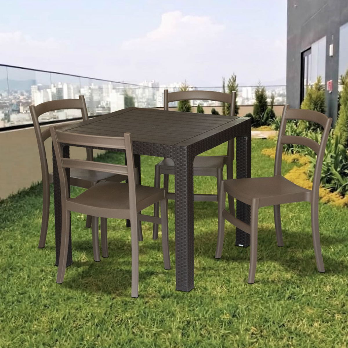REYPLAST - Mesa Roble 80x80 Café Para Comedor Oficina O Cocina