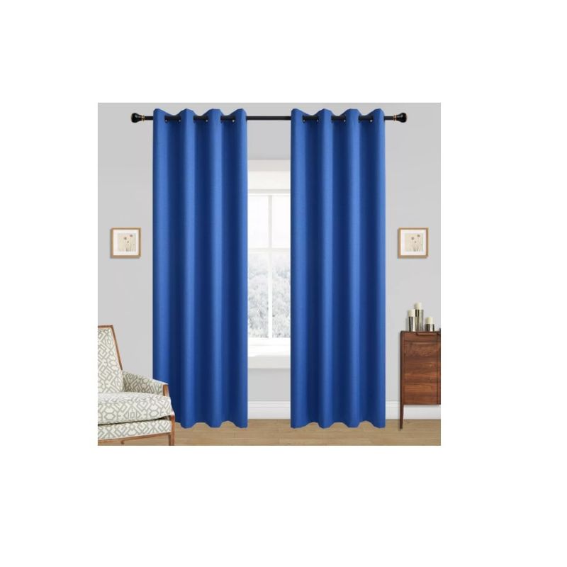 GENERICO - 1 Paño Cortina Lino Con Blackout Engomado Térmica 140x220 Azul
