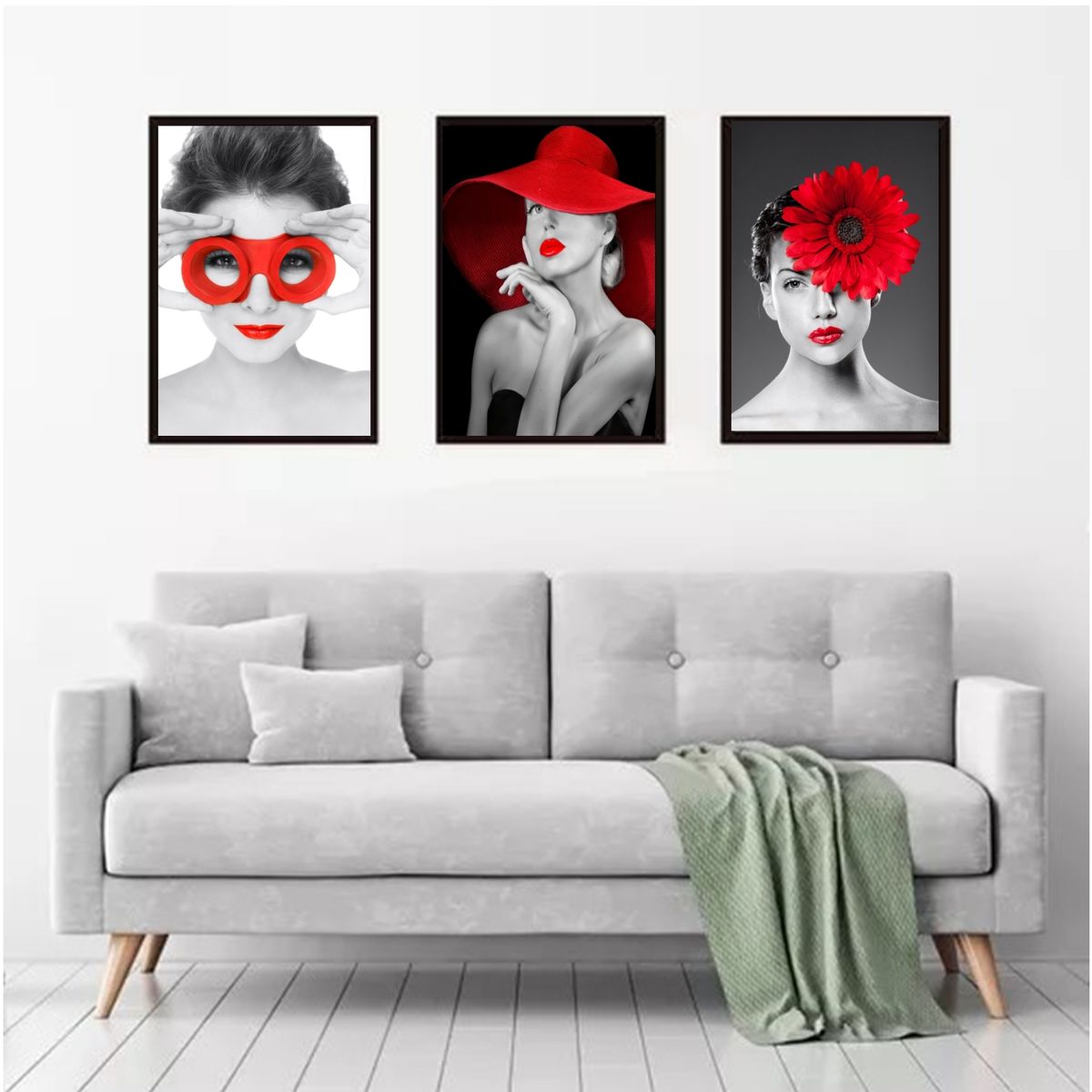 GENERICO - Cuadros Decorativos Negro y Rojo Pack X 3 Uds 35x50 Cm C/u