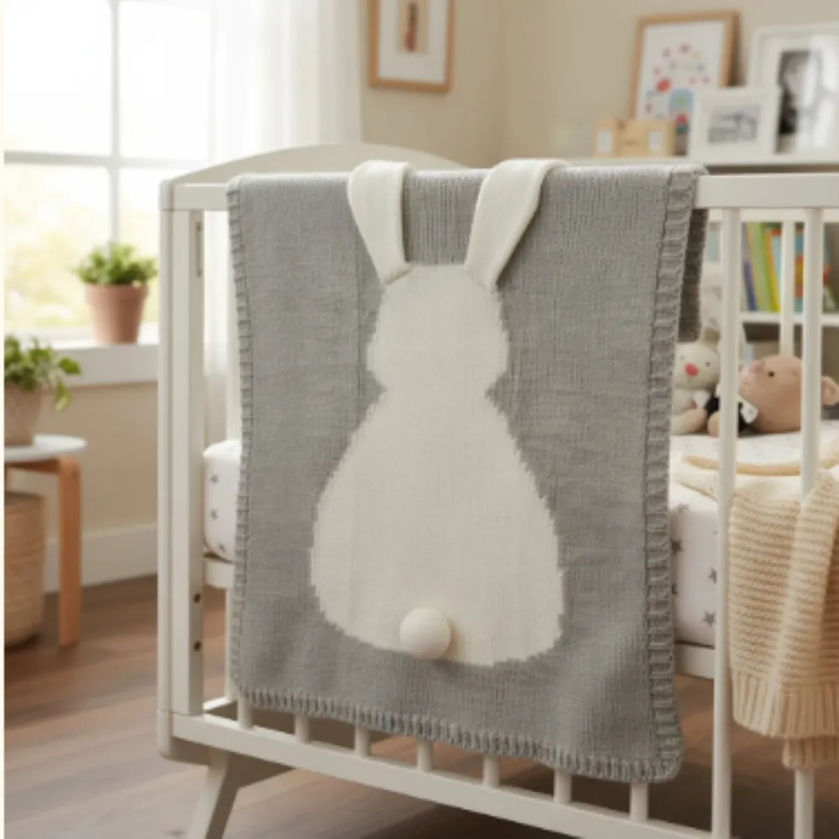 GENERICO - Manta de Punto con Orejas de conejo para bebé