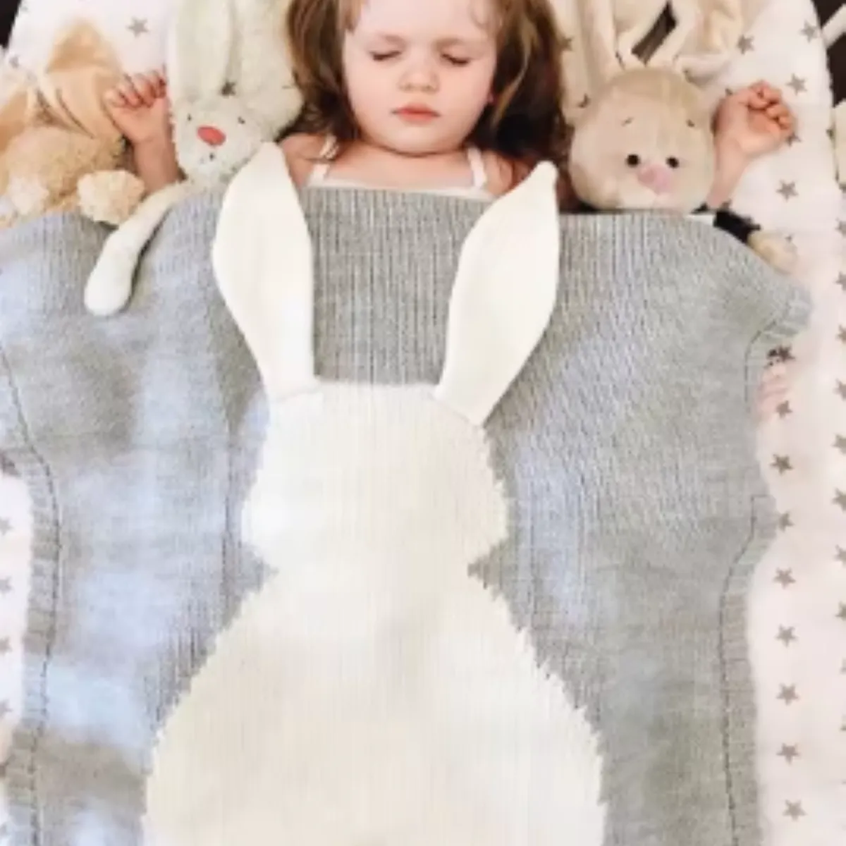 GENERICO - Manta de Punto con Orejas de conejo para bebé