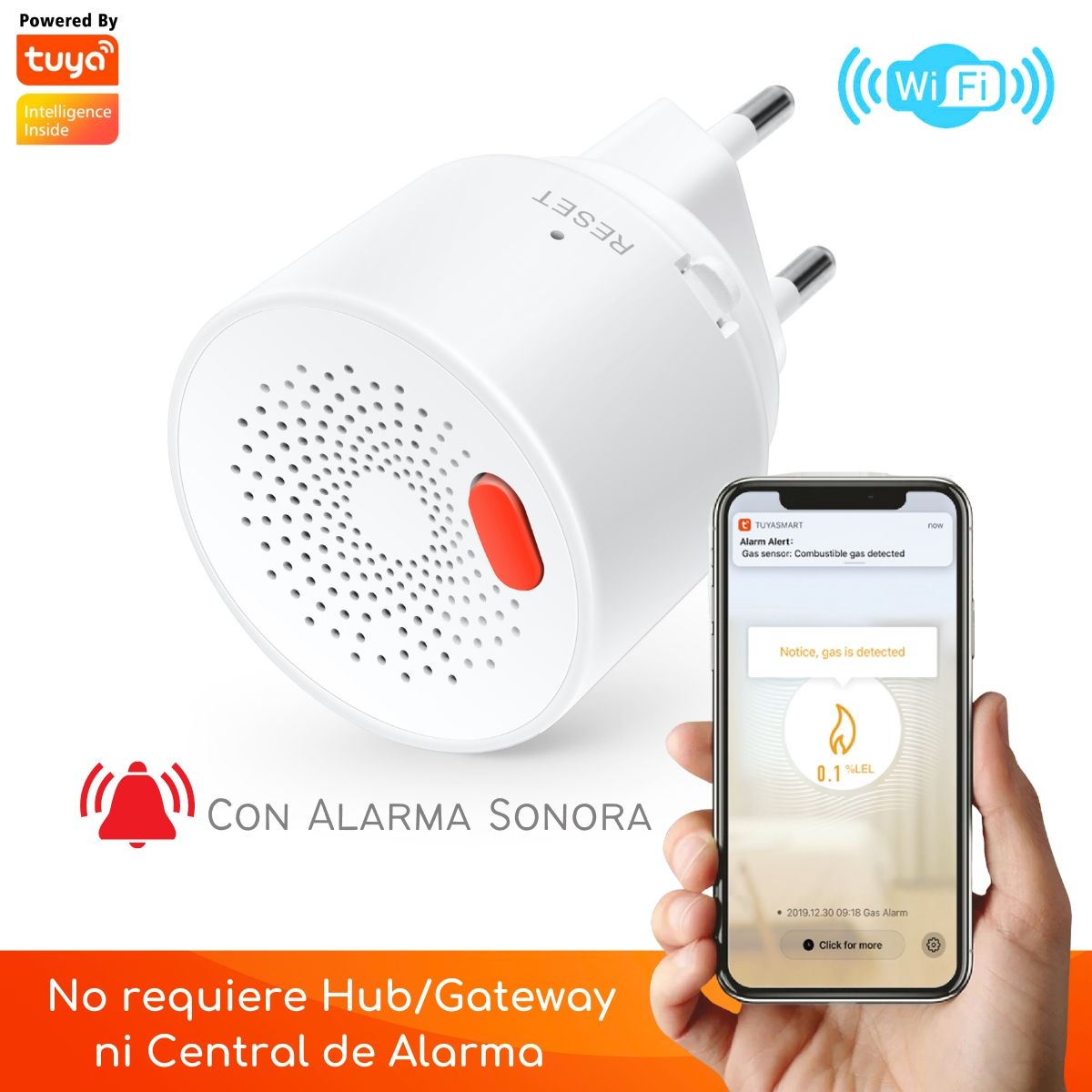 D MOTICA - Sensor de Gas Inteligente Wifi - Gas Licuado-Natural-Metano-Biogas