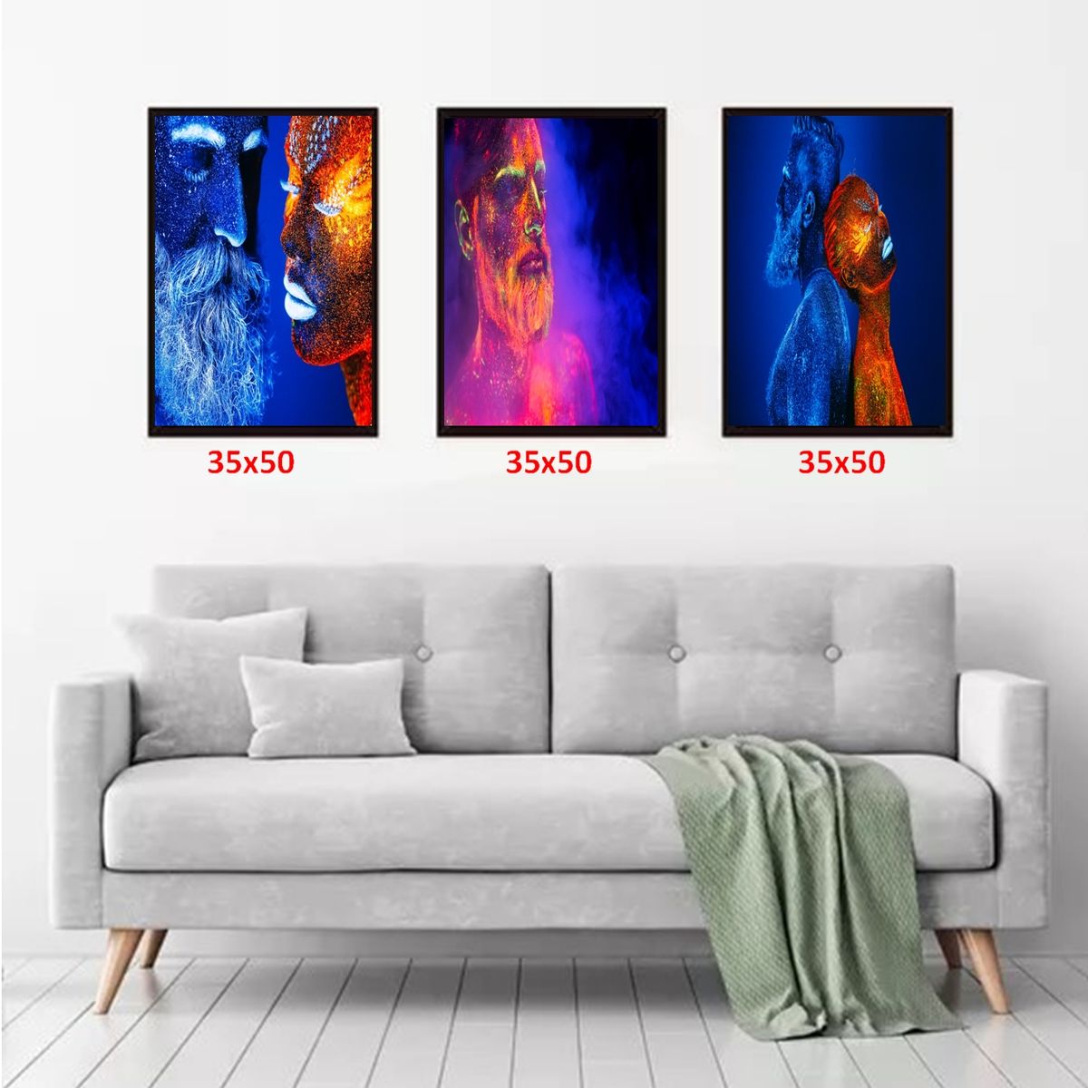 GENERICO - Cuadros Decorativos Retrato de hombre y mujer Pack X 3 Uds. 35x50 Cm C/u