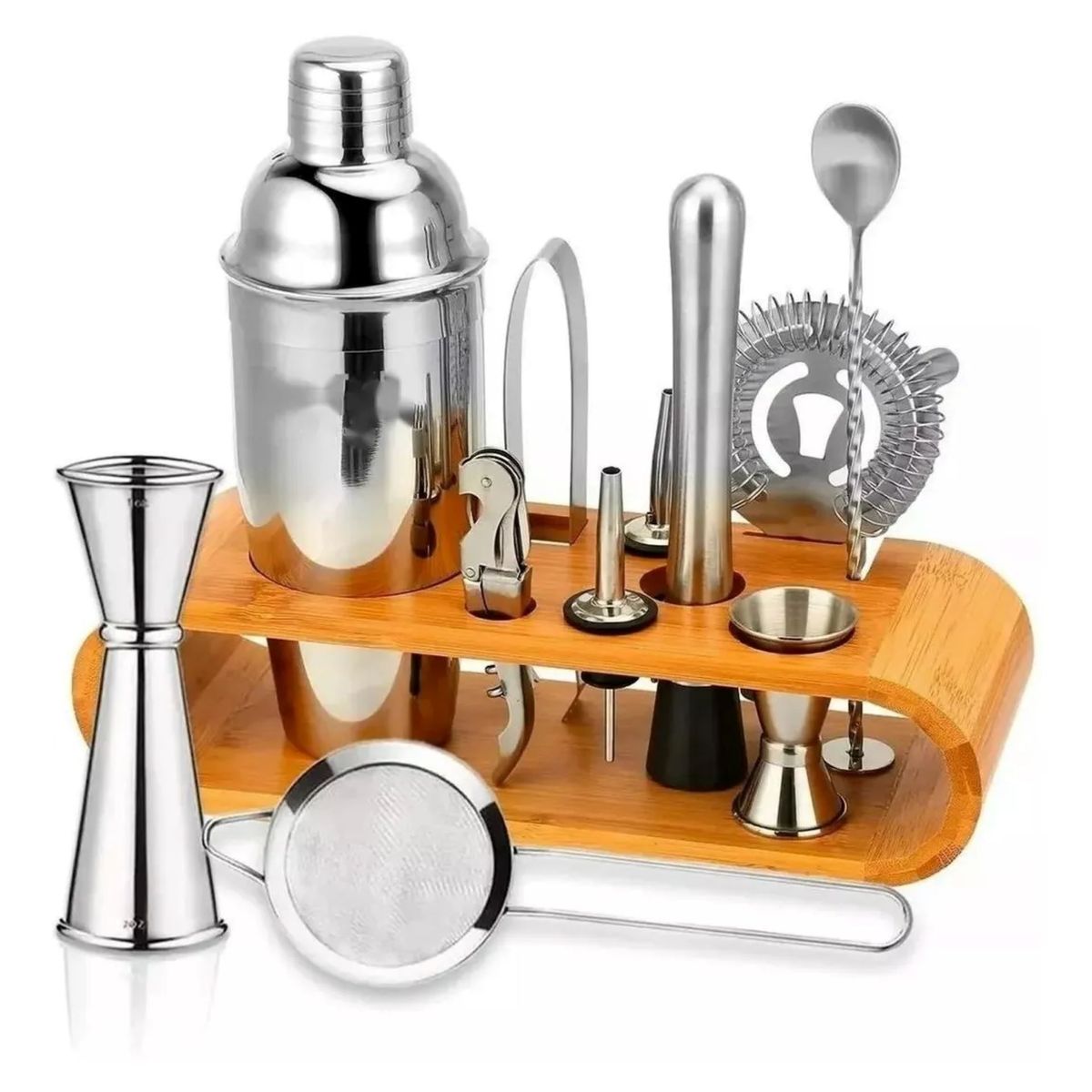 MUNDO MAGIA - Juego Coctelera Set Utensilios Bar Inoxidable 12 Pzs