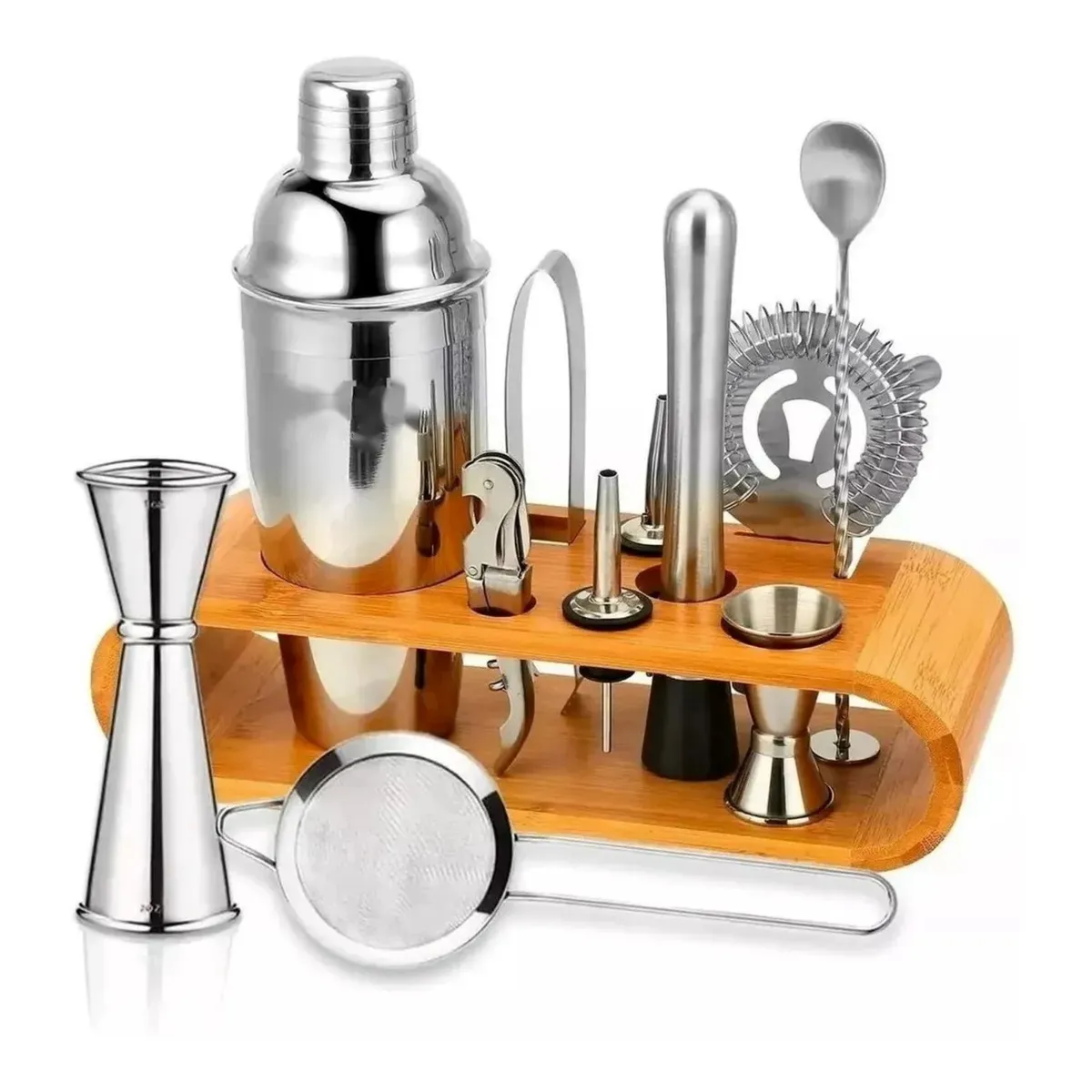 MUNDO MAGIA - Juego Coctelera Set Utensilios Bar Inoxidable 12 Pzs