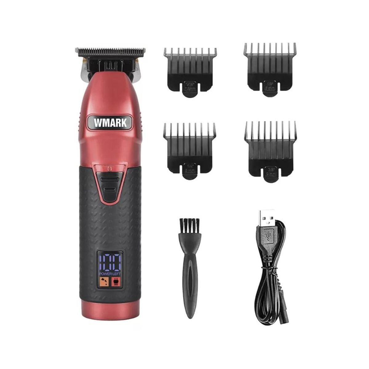 GENERICO - Máquina Patillera Trimmer Profesional Wmark Ng 318 Rojo