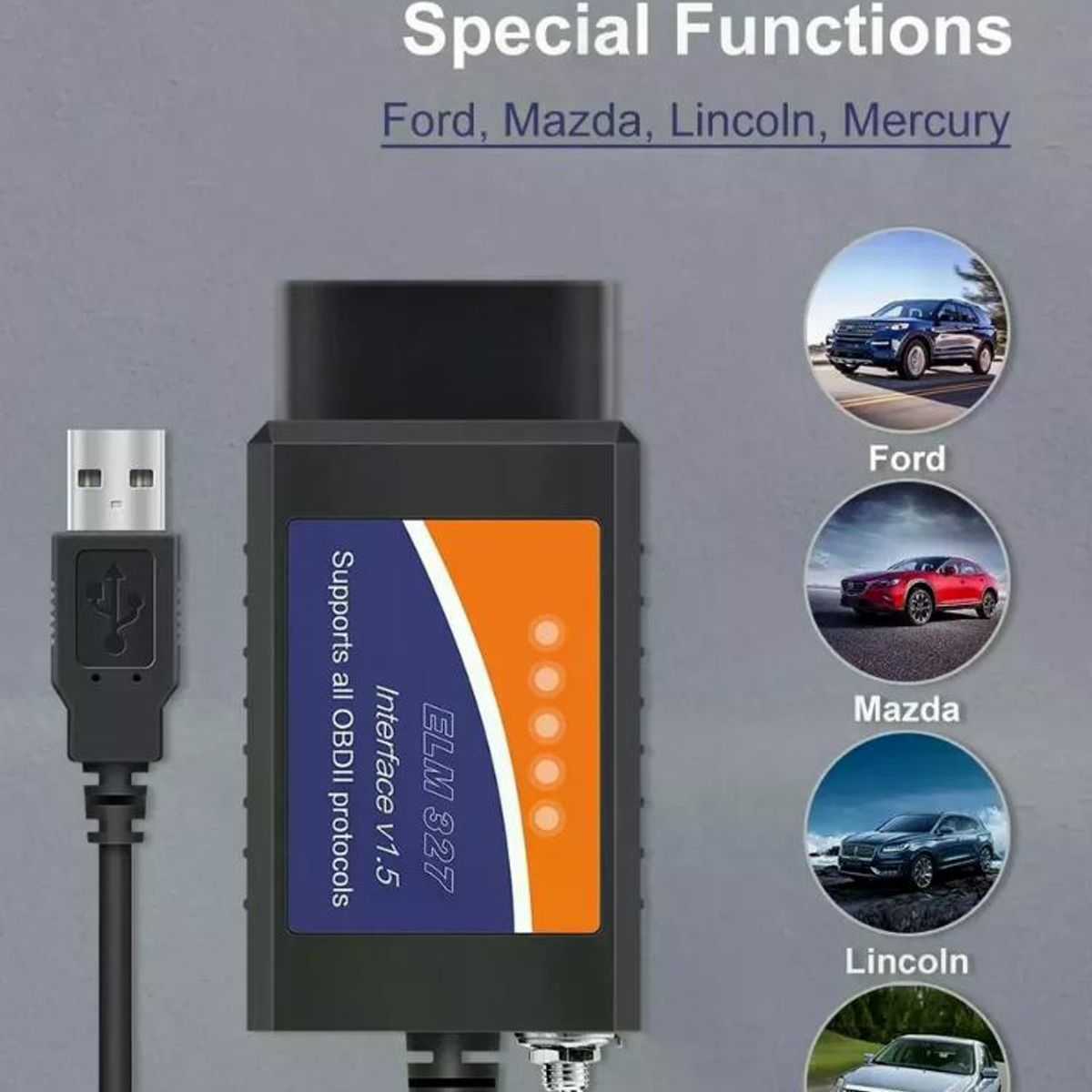 GENERICO - Scanner Automotriz Elm 327 Obd2 Chip Ford Forscan Usb