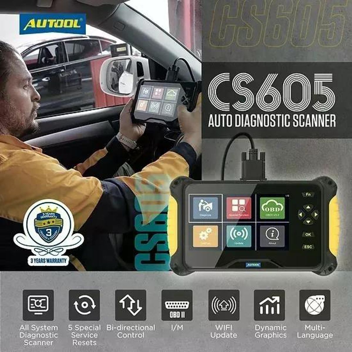 GENERICO - Scanner Automotriz Cs605 Autool Obd2 - Launch Abs Sas Oil