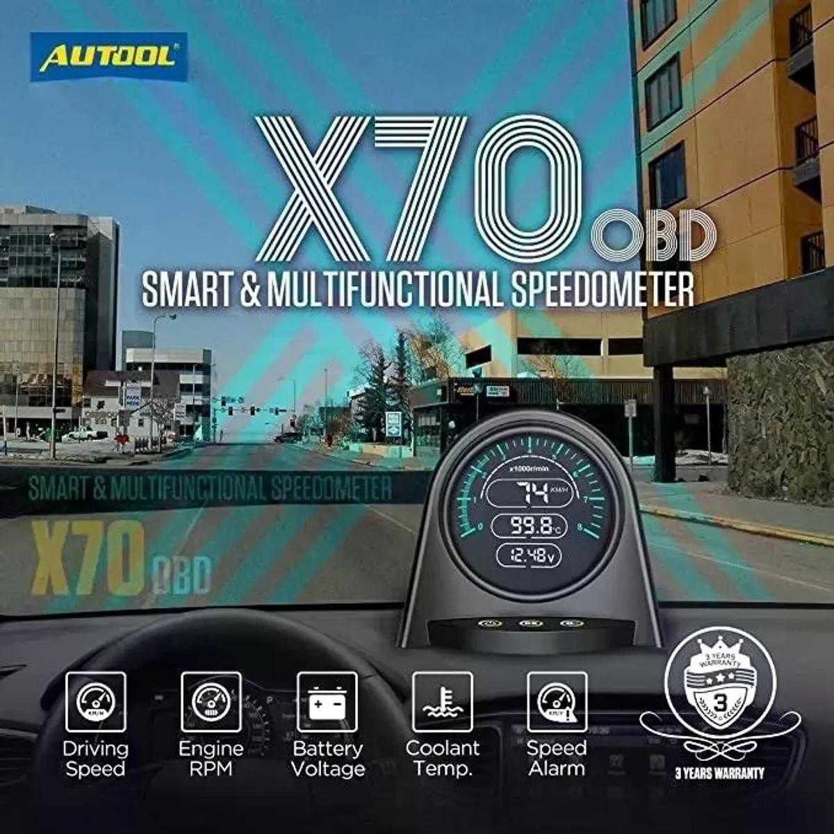 GENERICO - Scanner Automotriz Autool X70 Obd2 12v Mide Velocidad Temp
