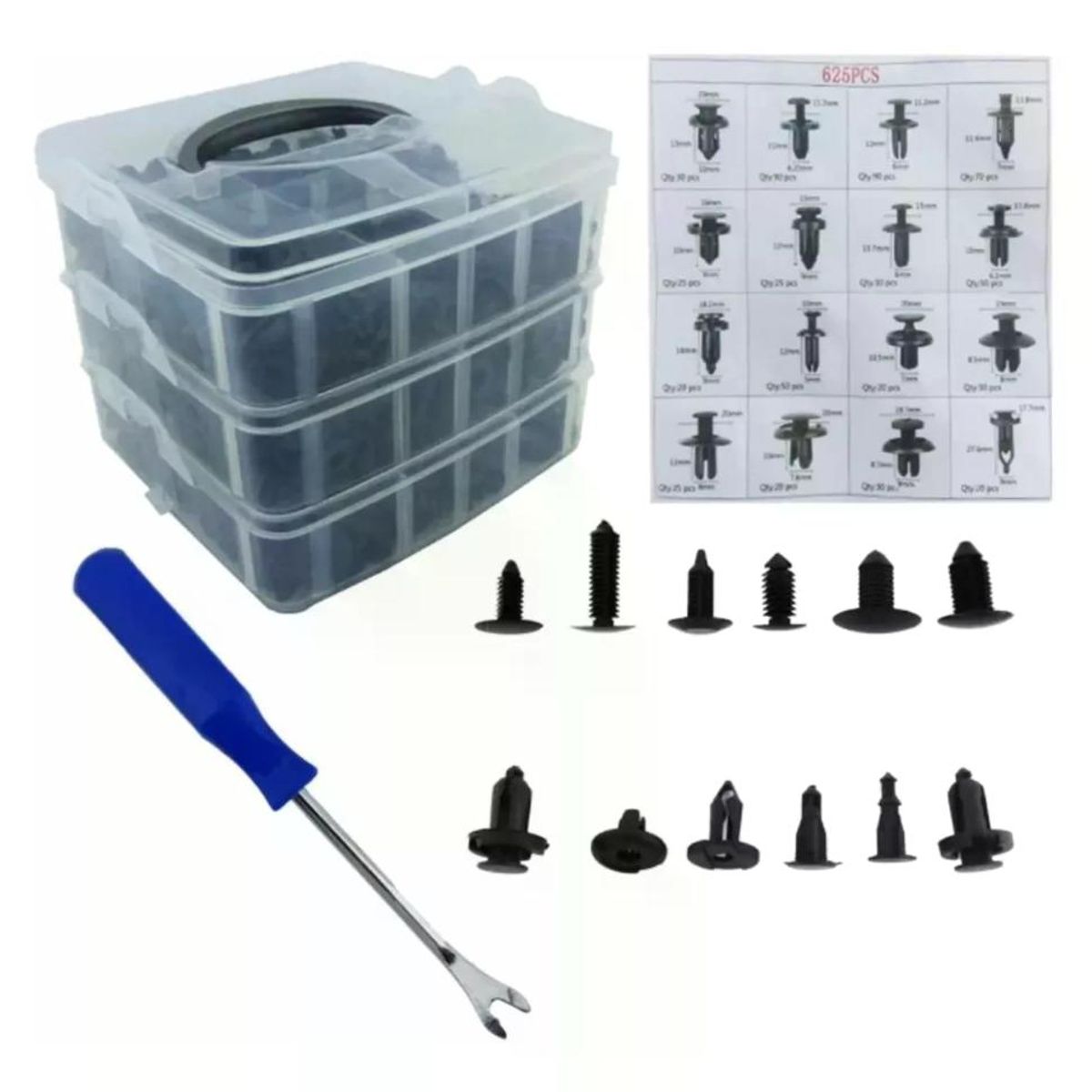 GENERICO - Kit Clip Broche Pvc Plásticos Auto 625 Unidades
