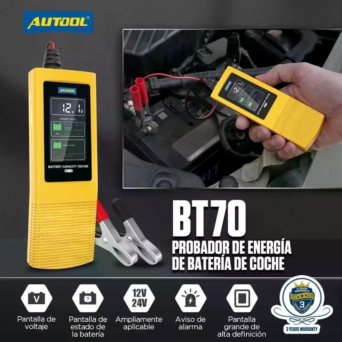 GENERICO - Probador Batería Autool Bt70 De 12-24v 100a 2000cca Scanner