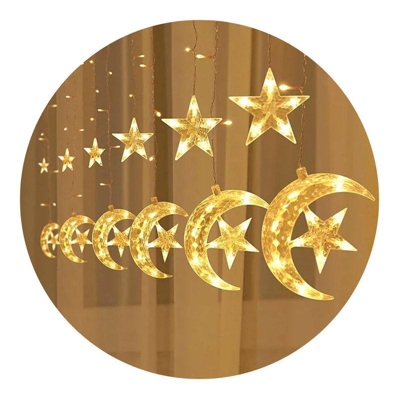 GENERICO - Luces Navideñas Solares Led Lunas y Estrellas Deco Navidad