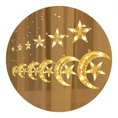 GENERICO - Luces Navideñas Solares Led Lunas y Estrellas Deco Navidad