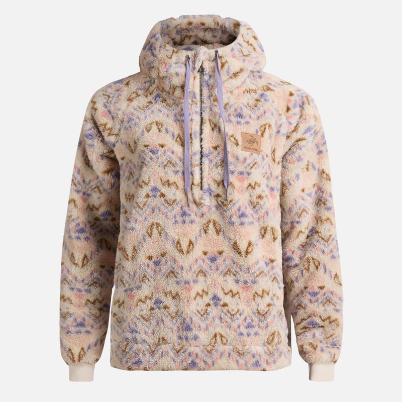 HAKA HONU - Poleron Mujer Cangur-oso Print Beige Haka Honu