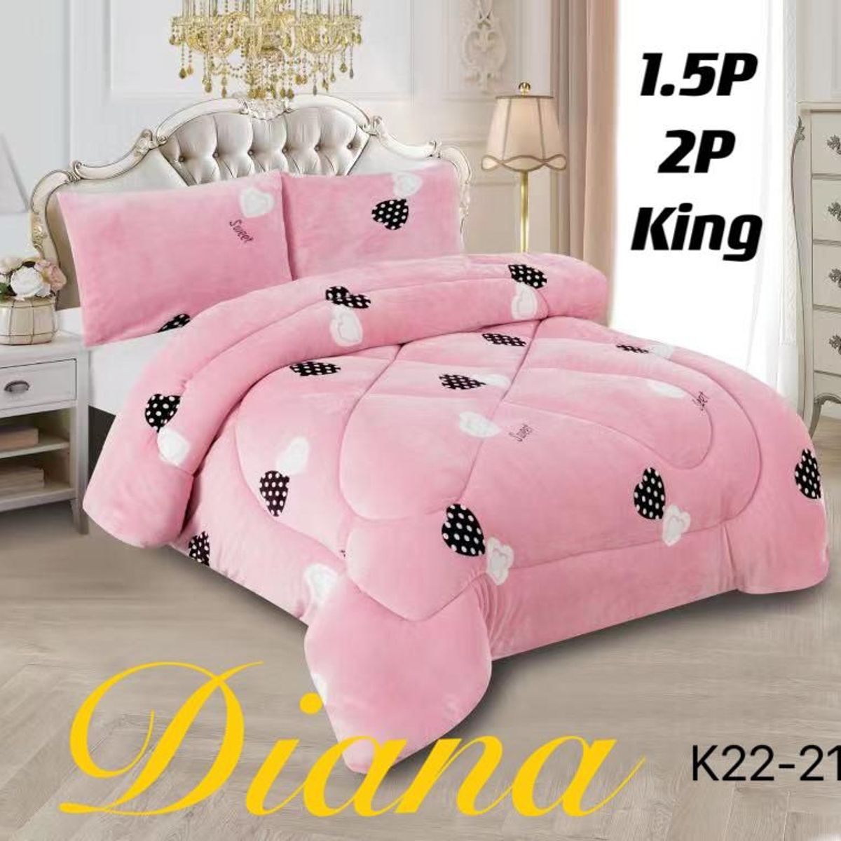 GENERICO - Cobertor de invierno Plush y Chiporro 2 Plazas - Rosa Corazones