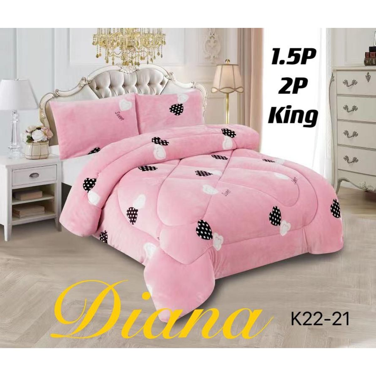 GENERICO - Cobertor de invierno Plush y Chiporro 2 Plazas - Rosa Corazones