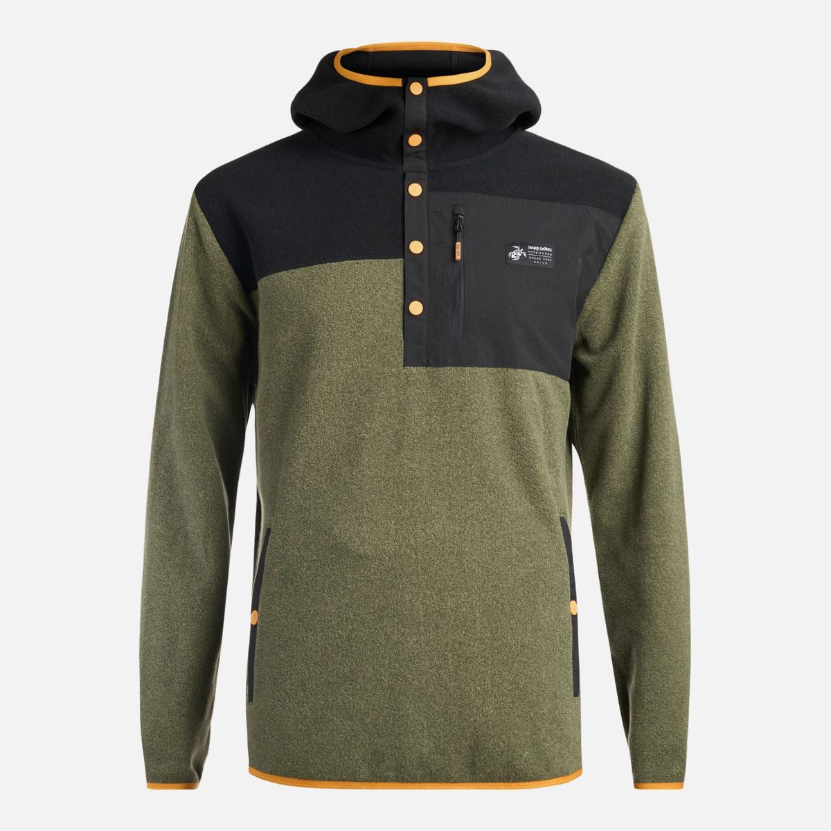 HAKA HONU - Poleron Hombre Tokerau Hoodie Verde Militar Haka Honu