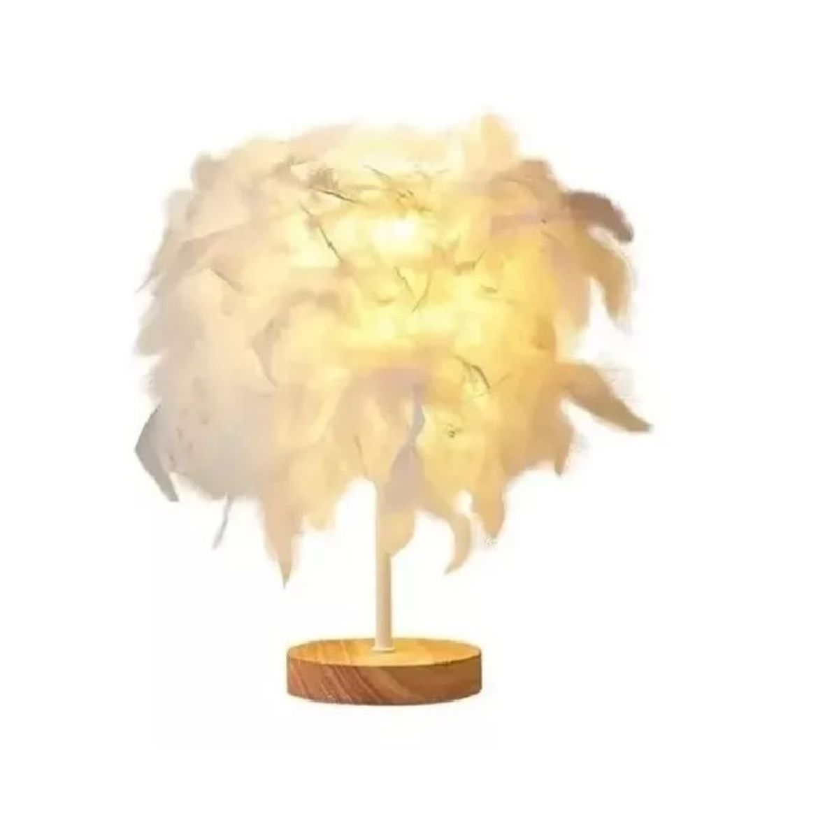 GENERICO - Lampara De Mesa Velador Plumas Decorativa Usb