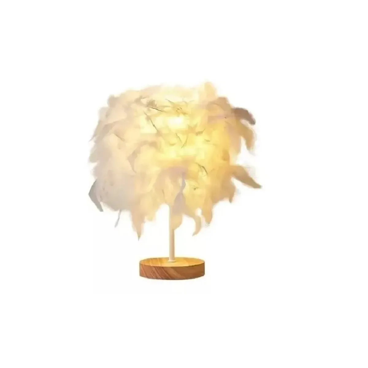 GENERICO - Lampara De Mesa Velador Plumas Decorativa Usb