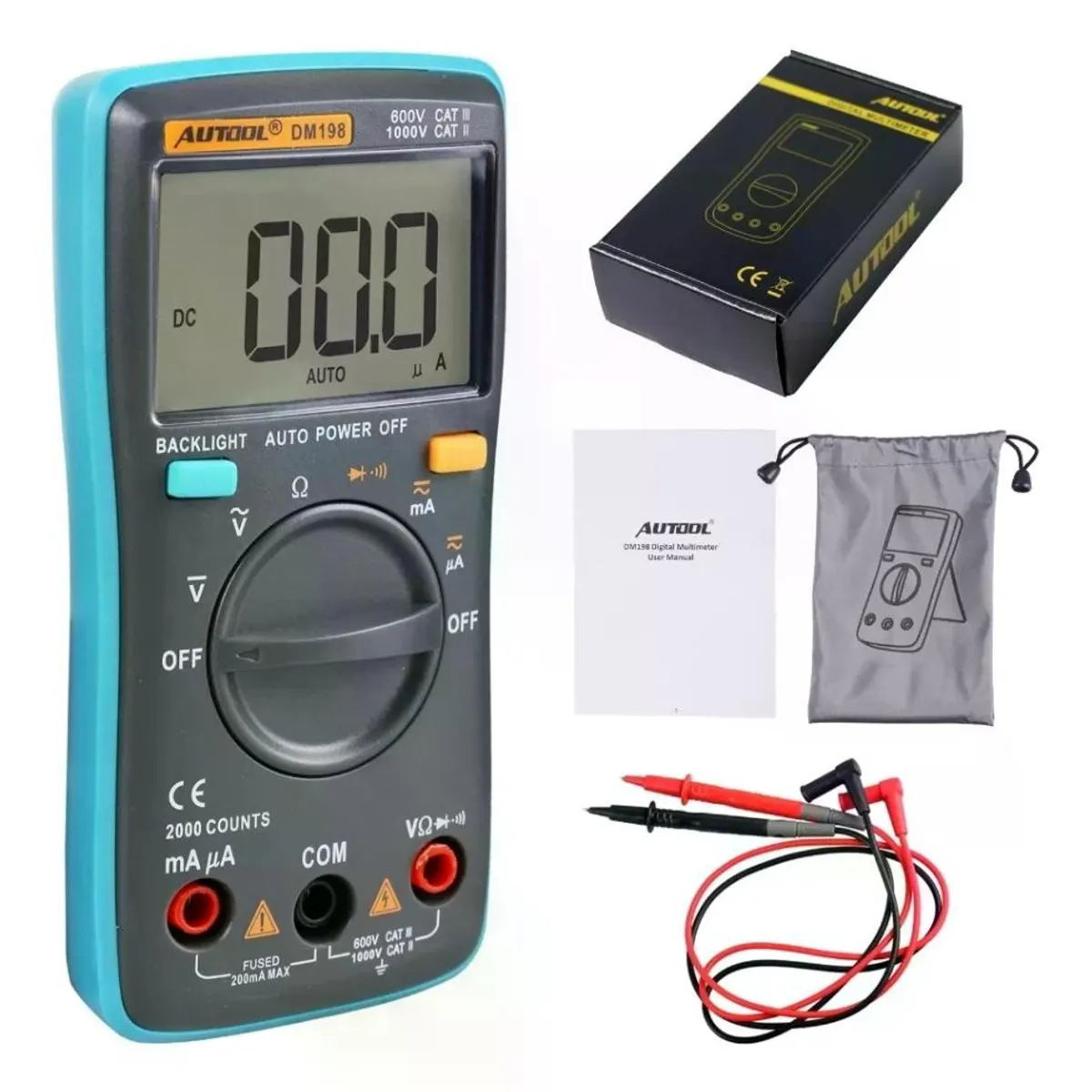 GENERICO - Multitester Multimetro Amperimetro Voltimetro Autool Dm198