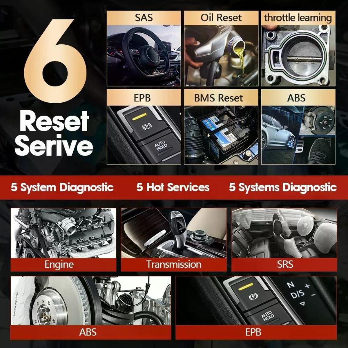 GENERICO - Scanner Automotriz Xtool Inplus Ip508 - Servicios 6 Reseteos