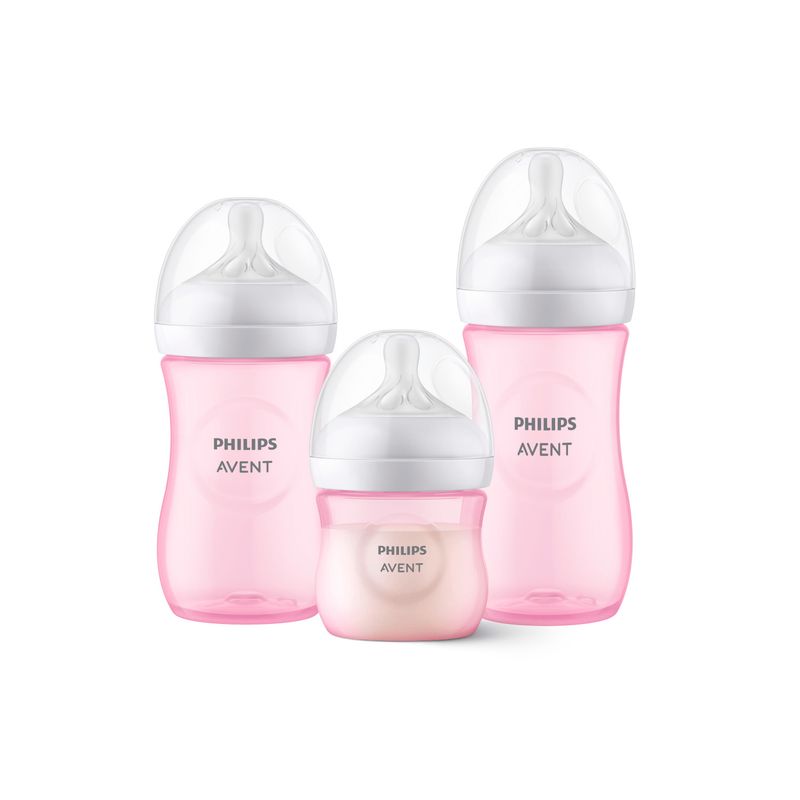 AVENT - Set 3 Mamaderas Avent Natural SCD838/28 125+260+330ml Rosa