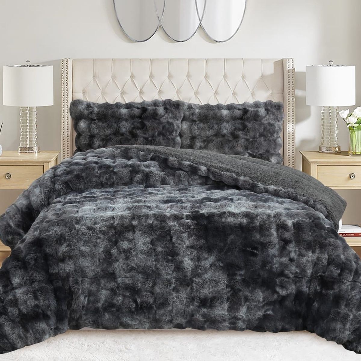 GENERICO - Cobertor de invierno con Chiporro Super Soft 2 Plazas - Negro Jaspeado