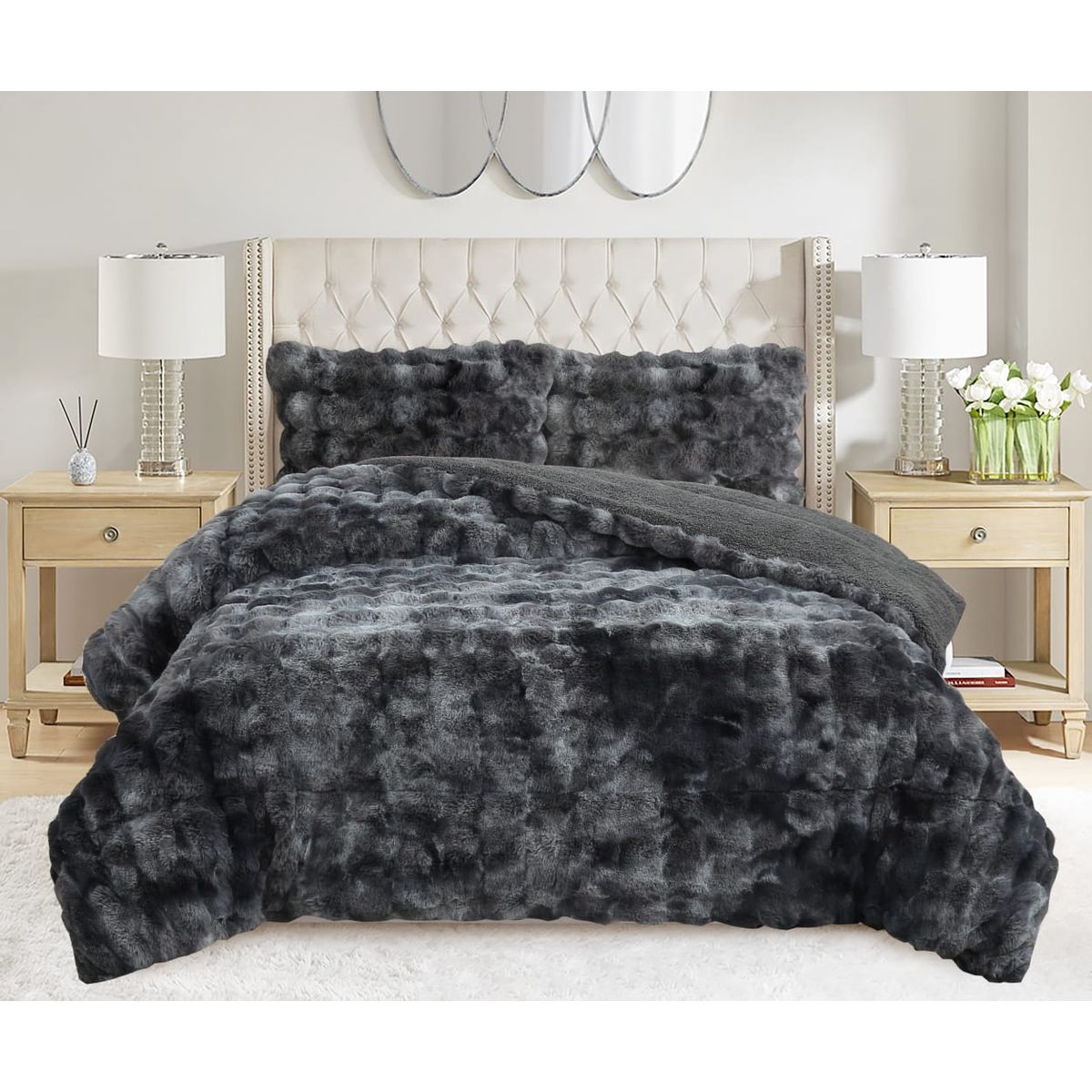 GENERICO - Cobertor de invierno con Chiporro Super Soft 2 Plazas - Negro Jaspeado