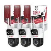 ZEKER - Pack x3 Cámara De Seguridad 5G Doble 4MP Impermeable