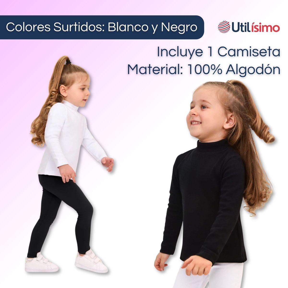 UTILISIMO - Pack 1 Camiseta Polera Beatle De Niña Primera Capa Algodón
