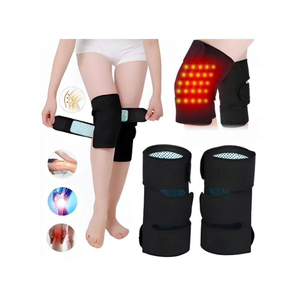 GENERICO - Rodillera Magnética Calentadora Aliviar Dolor Artrosis 1 Par