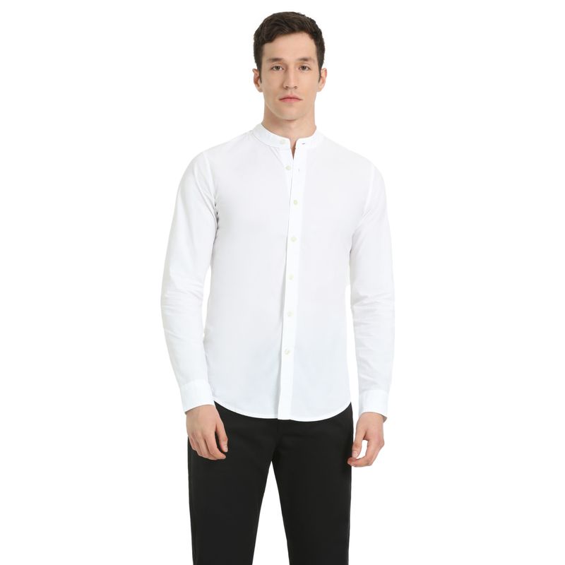 DOCKERS - Camisa Hombre Band Collar Slim Fit Blanco Dockers