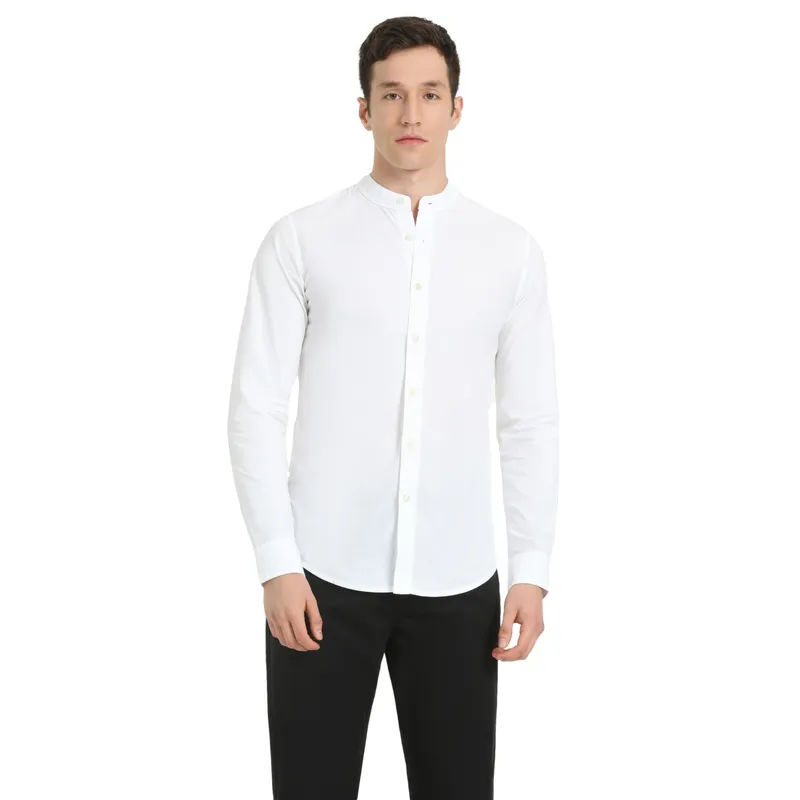 DOCKERS - Camisa Hombre Band Collar Slim Fit Blanco Dockers