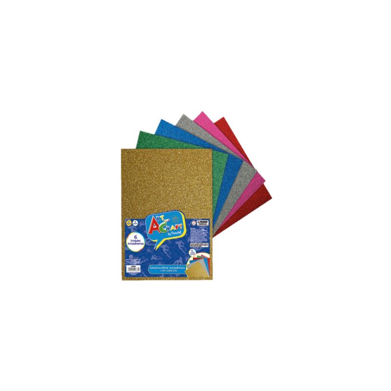 ART AND CRAFT - Set goma eva glitter adhesiva 6 colores